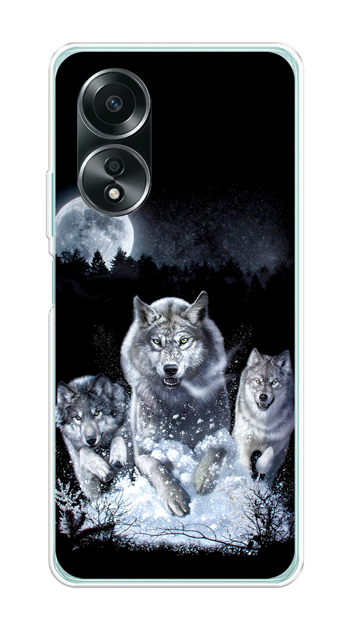 

Чехол на Oppo A58 4G "Стая волков под луной", Черный;белый;серый, 2514950-1