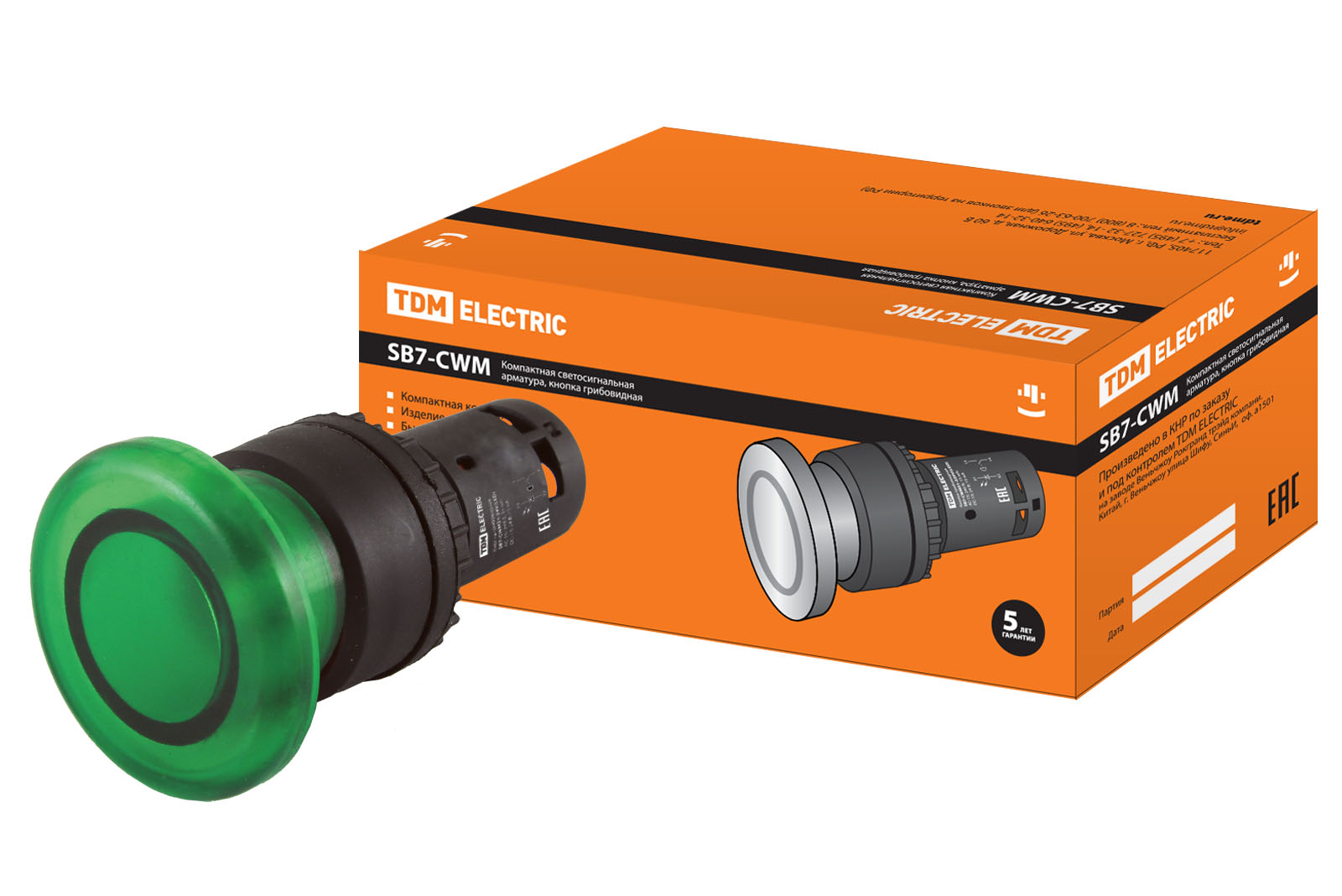 

Кнопка грибовидная TDM SQ0746-0050, Зеленый