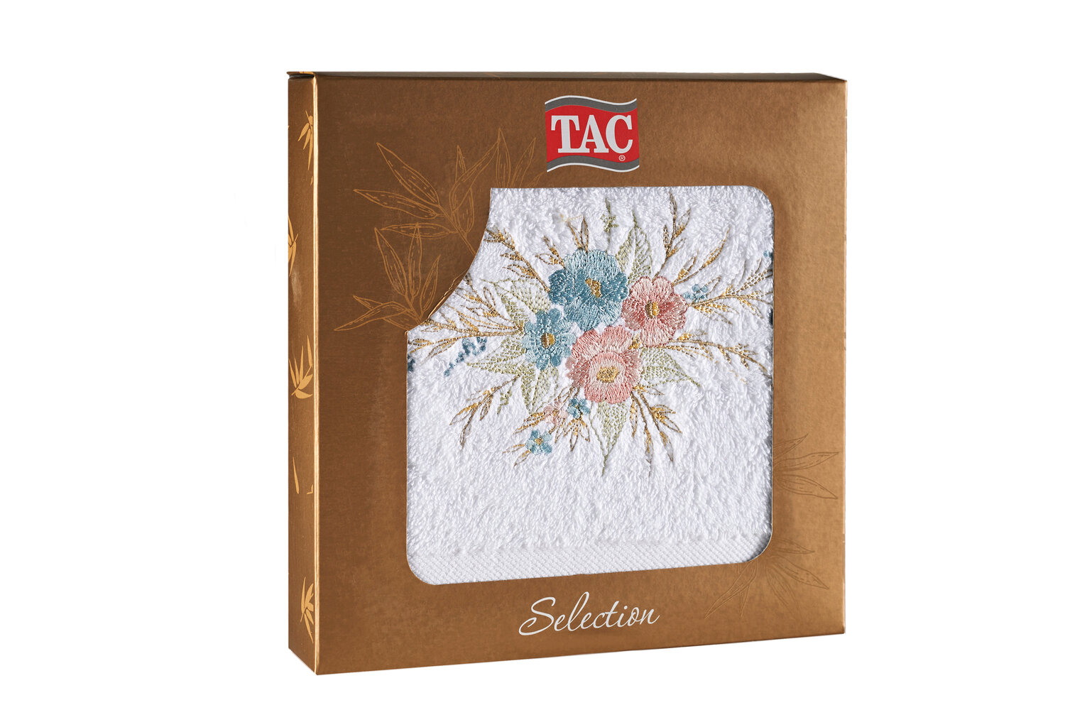 фото Подарочное полотенце tac махровое 50*70, с вышивкой, 500 г/м2 bouquet, белое