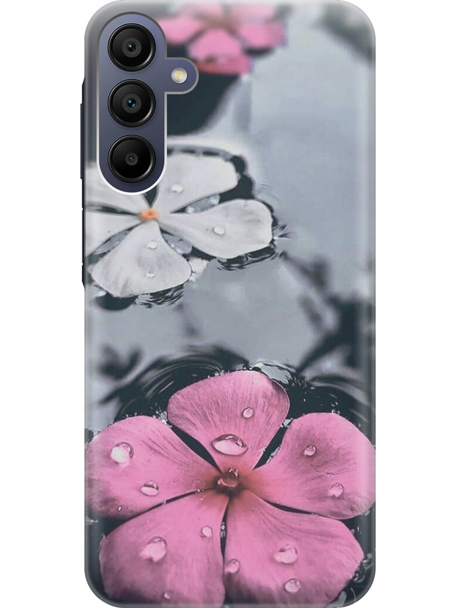 

Силиконовый чехол на Samsung Galaxy A15 с рисунком "Фиалки в воде", Розовый;серый, 20012138