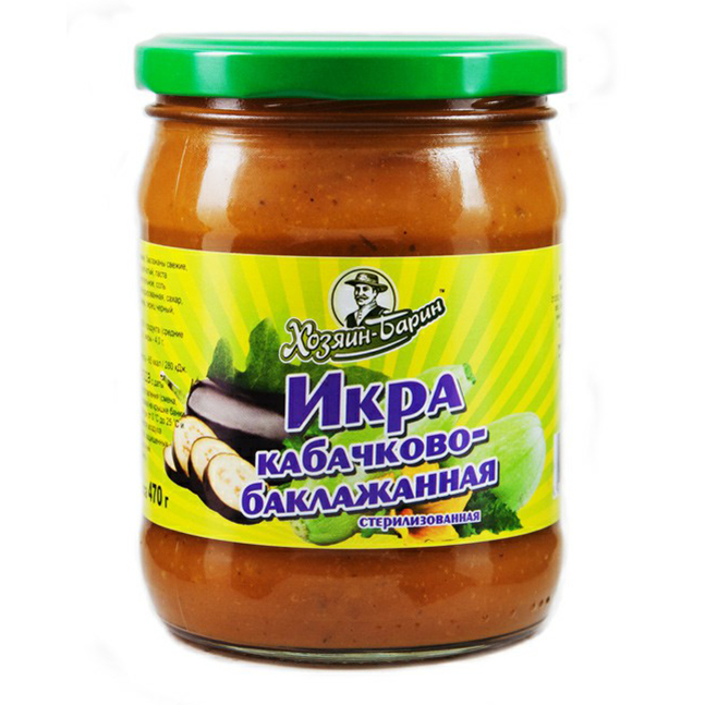 

Икра кабачково-баклажанная Хозяин-Барин стерилизованная 470 г