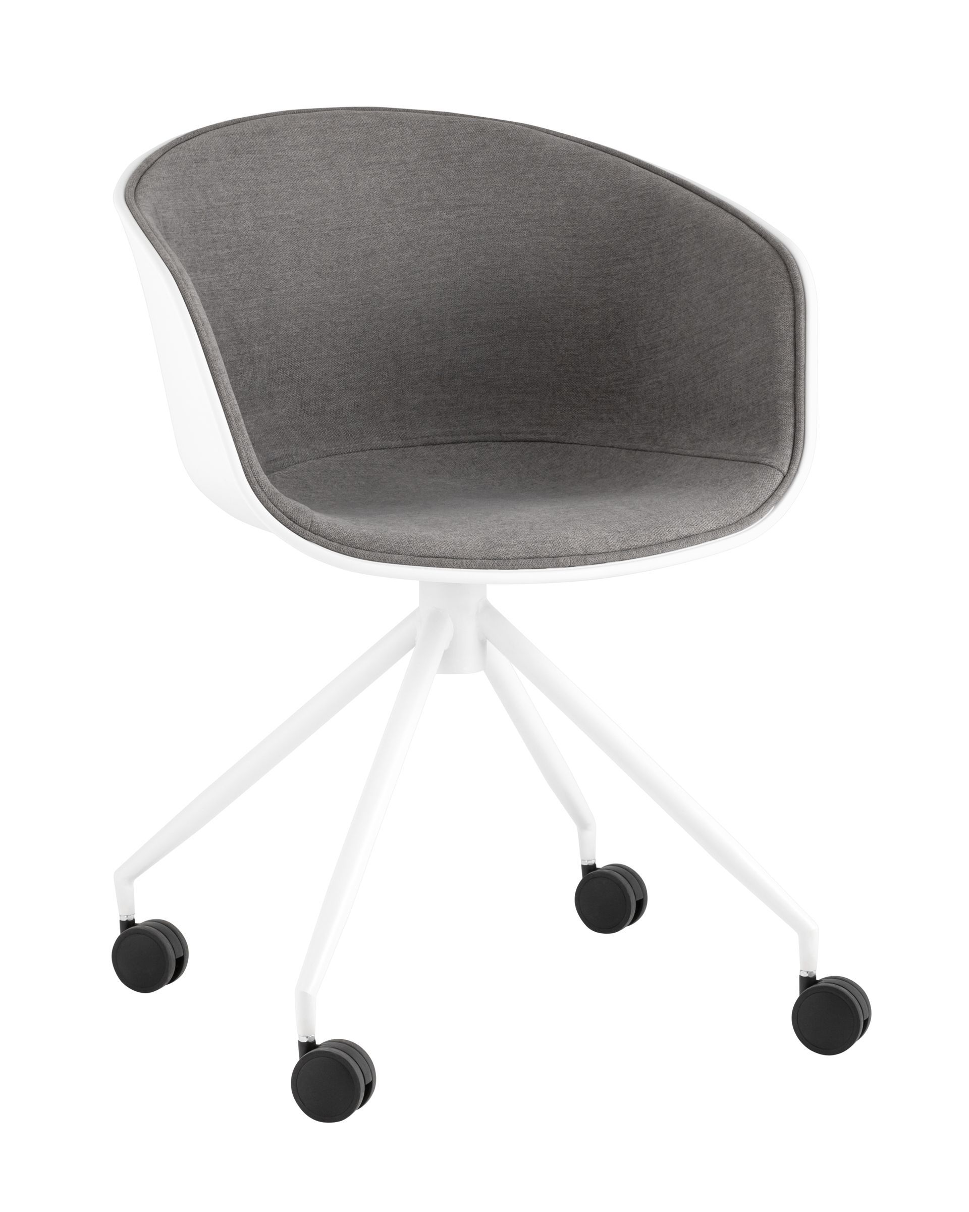 фото Кресло компьютерное libra, пластик белый, рогожка серый stool group