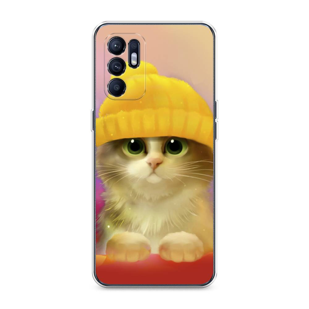 

Чехол Awog на Oppo Reno 6 "Котенок в желтой шапке", Разноцветный, 257850-2