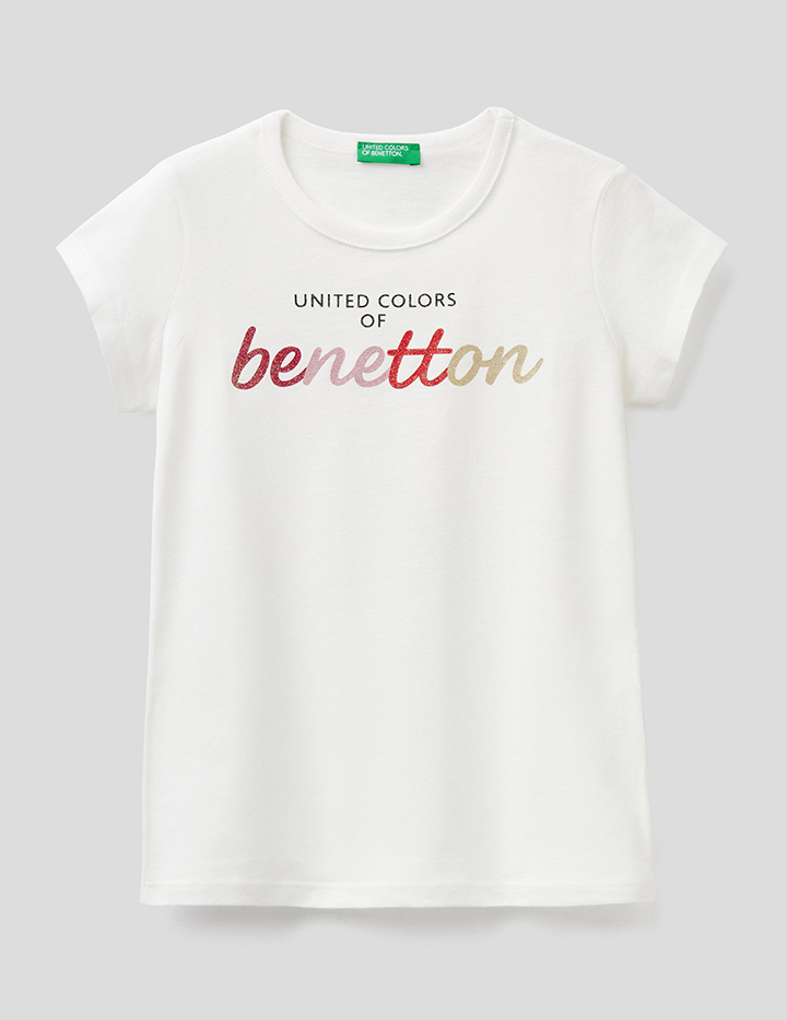 фото Футболка для девочек benetton цв. белый р.116 united colors of benetton