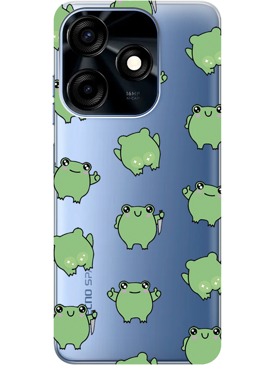 

Силиконовый чехол на Tecno Spark 10 / 10C с рисунком "Лягушка с ножиком" прозрачный, Прозрачный;зеленый, 20000765