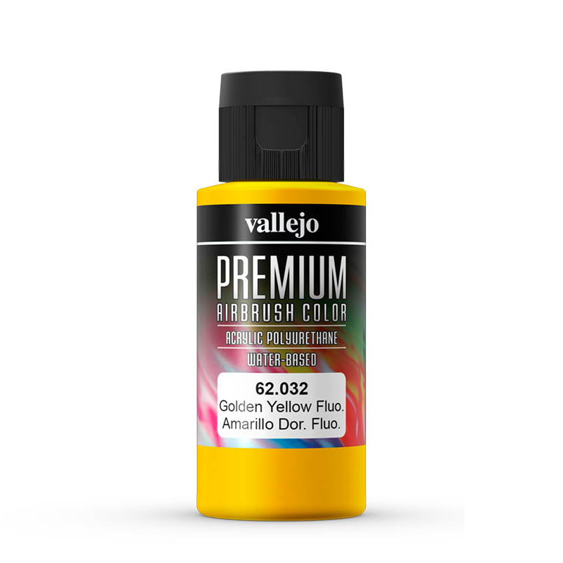 Краска акрил-уретановая Vallejo Premium Color Флуорисцентная/Golden Yellow Fluo 62032