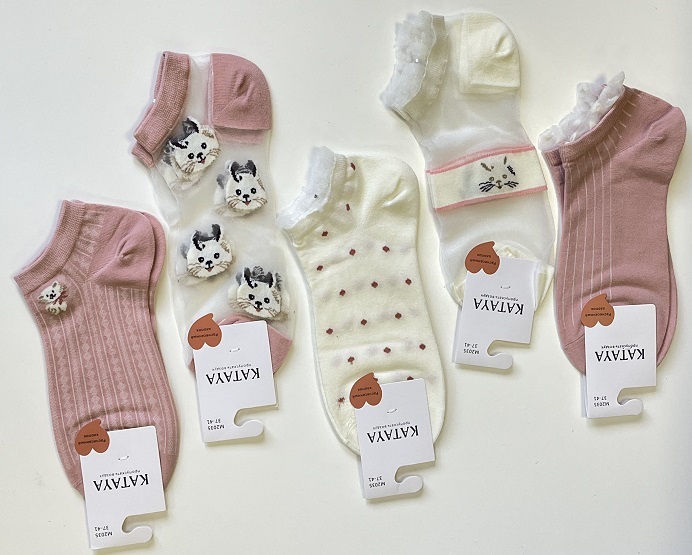 фото Комплект носков женских kataya 435 бежевых; белых; розовых 37-41