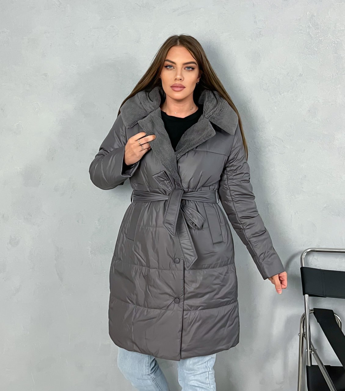 

Пальто женское NoBrand 301 серое 48 RU, Серый, 301