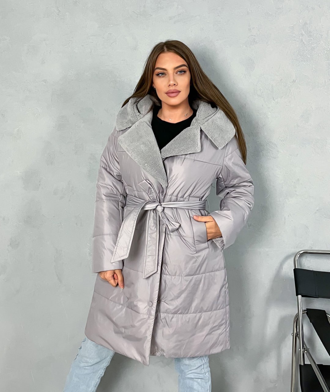 

Пальто женское NoBrand 301 серое 54 RU, Серый, 301