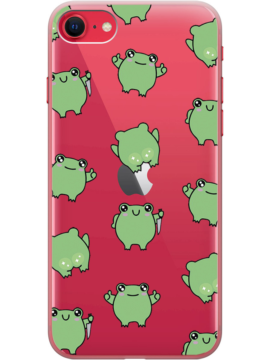 

Чехол на Apple iPhone SE (2022) / SE (2020) / 8 / 7 "Лягушка с ножиком" прозрачный, Прозрачный;зеленый, 20001013