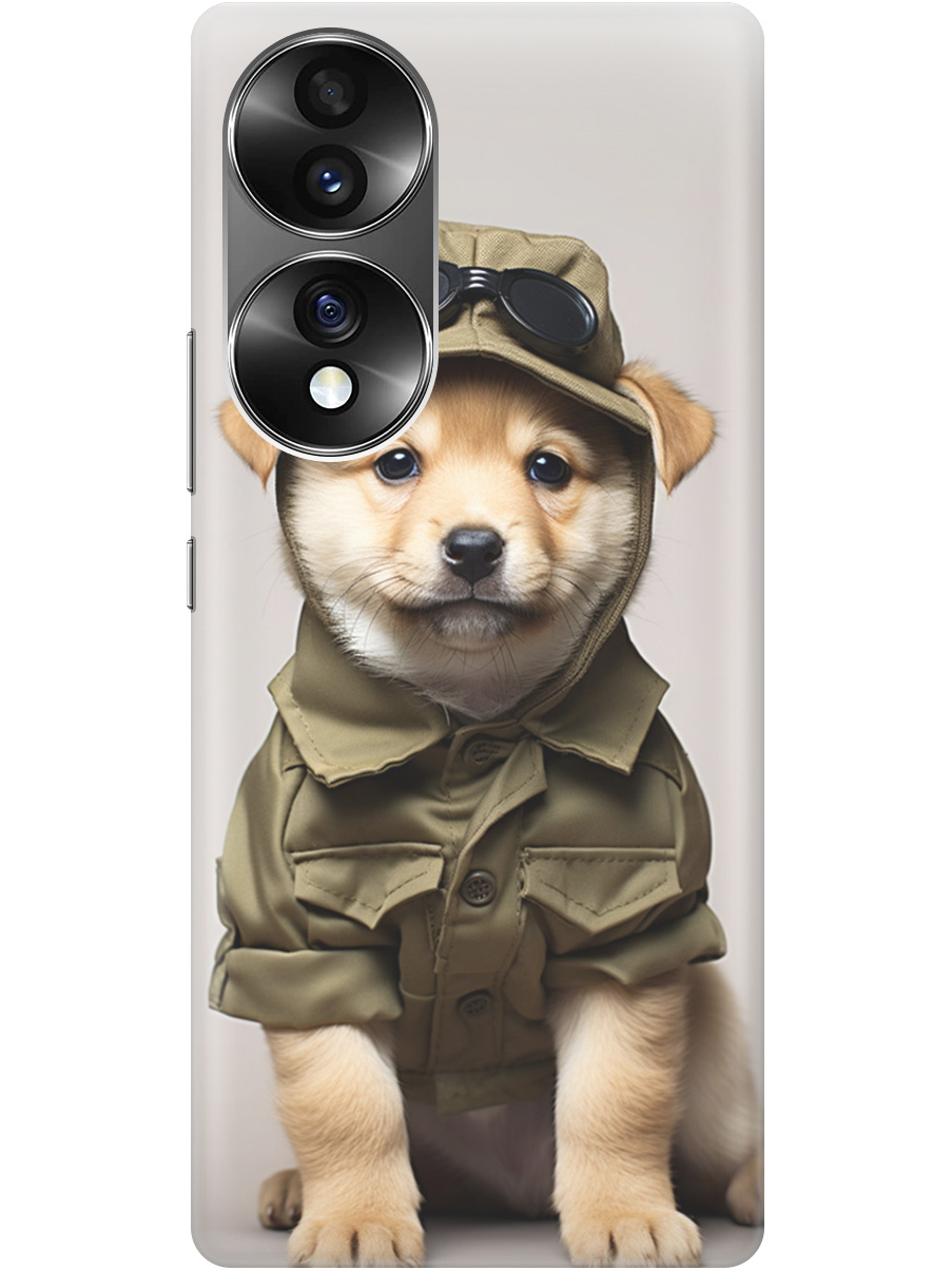 

Силиконовый чехол на Honor 70 с рисунком "Щенок в форме", Серый;зеленый, 20000348