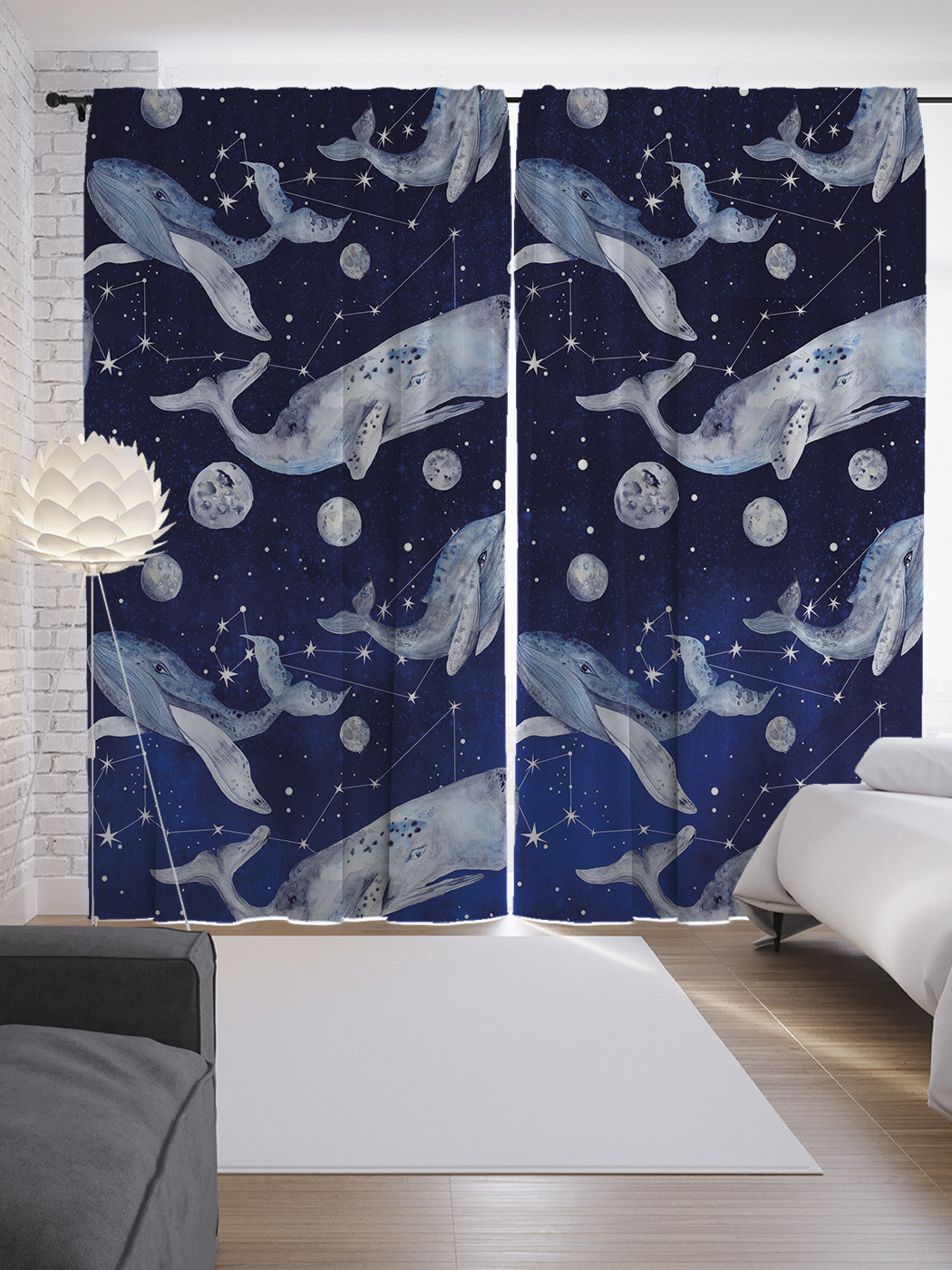 

Шторы JoyArty с фотопечатью "Киты-призраки" из сатена, 290х265 см, Киты-призраки