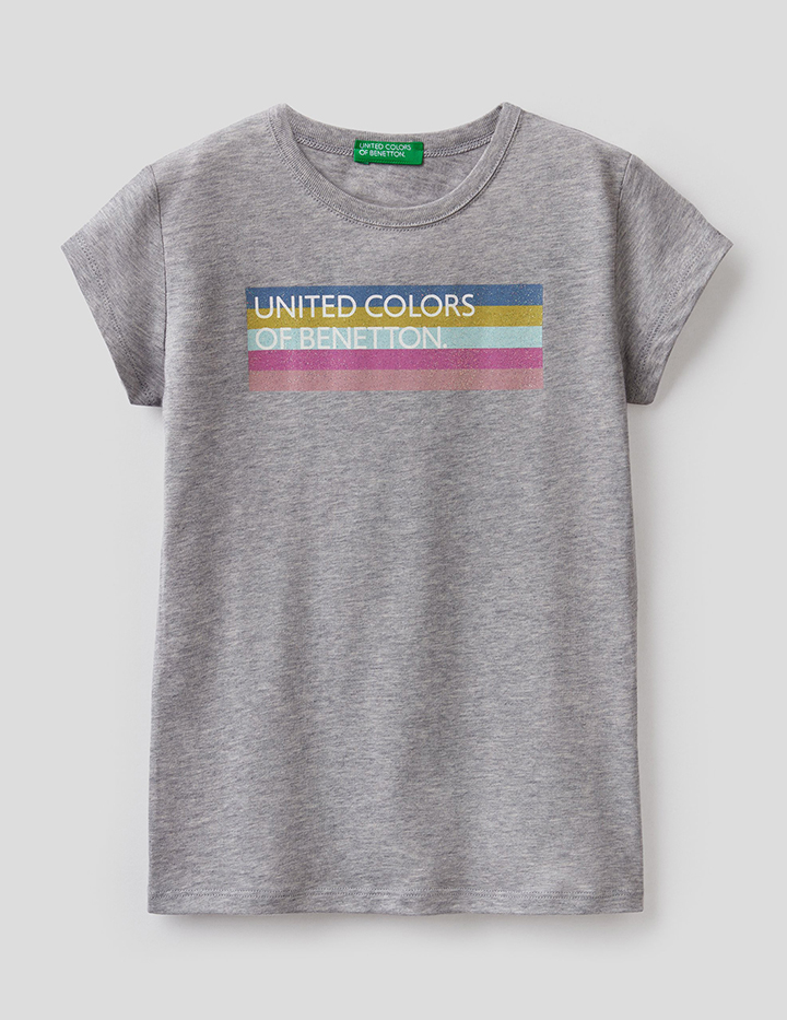 

Футболка для девочек Benetton цв. серый р.140, 21A_3I1XC15BO