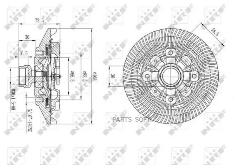 NRF 49577_вискомуфта вентилятора! Jeep Cherokee 2.5/4.0 <05/Sprinter 3.0 <09