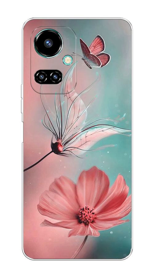 

Чехол на Tecno Camon 19/19 Pro 4G "Бабочка и цветок", Голубой;розовый, 301650-1