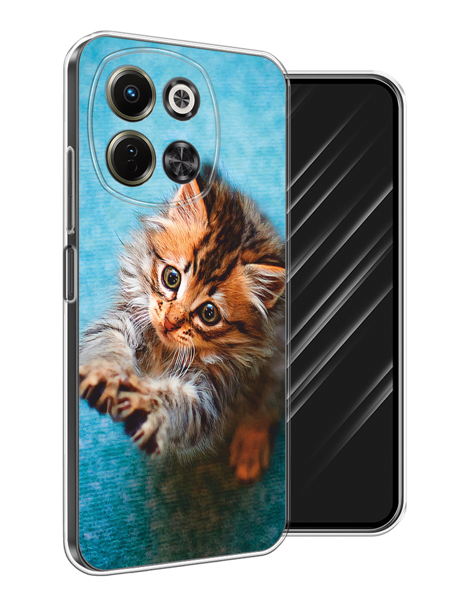 

Чехол Awog на Tecno Spark 30 5G "Котенок просит есть", Бирюзовый;коричневый;белый, 309750-1