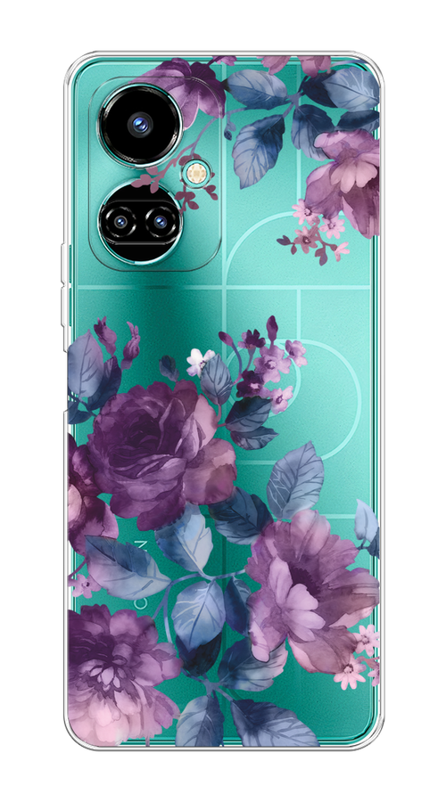 

Чехол на Tecno Camon 19/19 Pro 4G "Purple Blossoms", Синий;фиолетовый, 301650-1