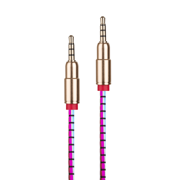 фото Кабель aux 3,5 на 3,5 1.5m jd-n3 голубой/розовый nobrand