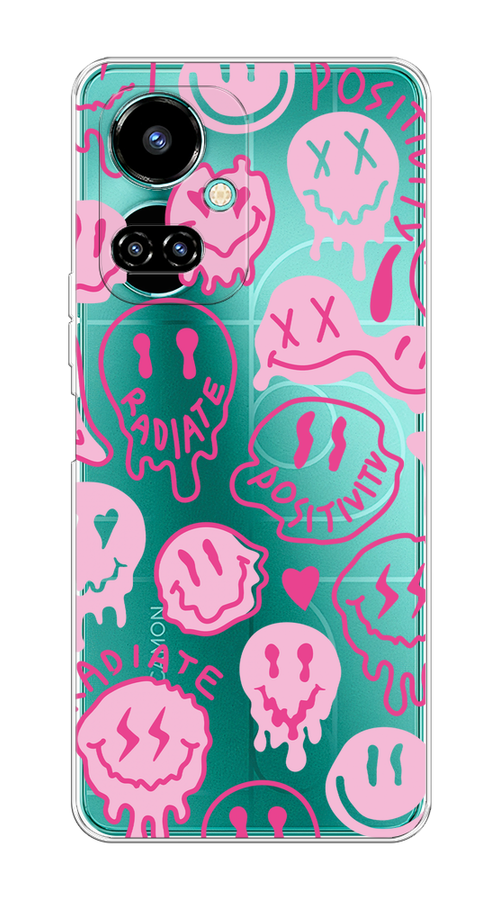 

Чехол на Tecno Camon 19/19 Pro 4G "Галлюциногенные смайлики", Прозрачный;розовый, 301650-1