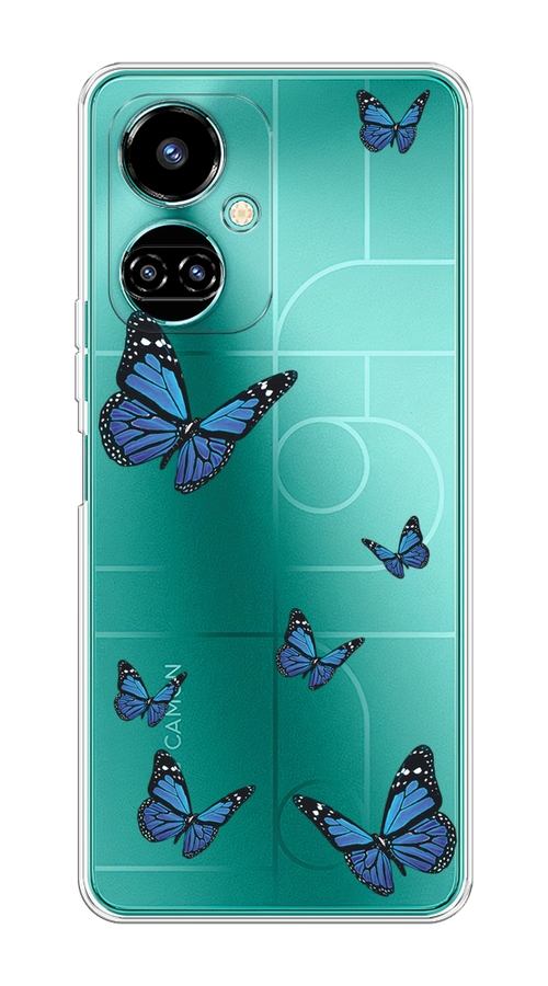 

Чехол на Tecno Camon 19/19 Pro 4G "Blue butterflies", Синий;черный, 301650-1