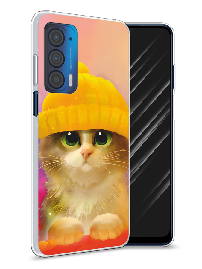 

Чехол Awog на Motorola Edge (2021) "Котенок в желтой шапке", Разноцветный, 242950-2