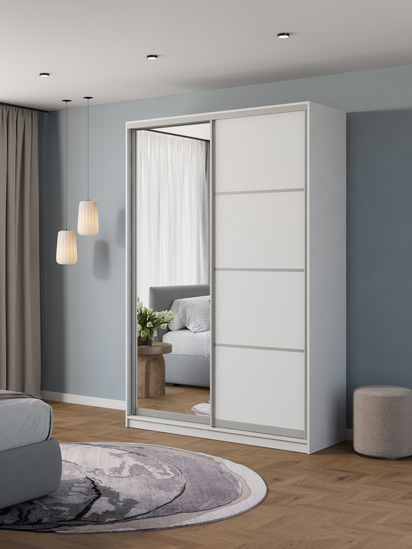 

Шкаф купе Армариум Атина 150х58х240 белый + зеркало, Атина02