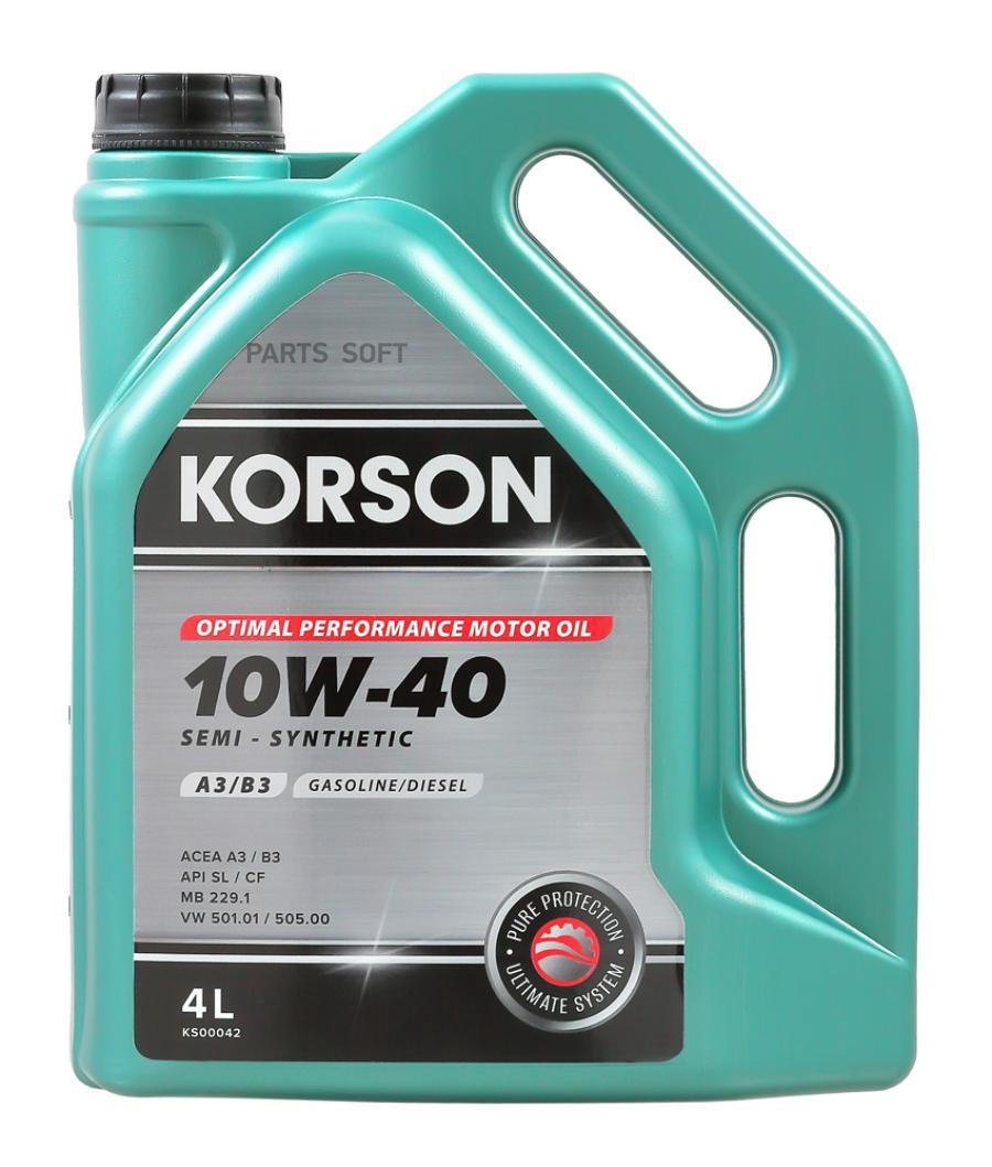 

Моторное масло Korson SEMI-SYNTHETIC 10W40 A3/B3 4л