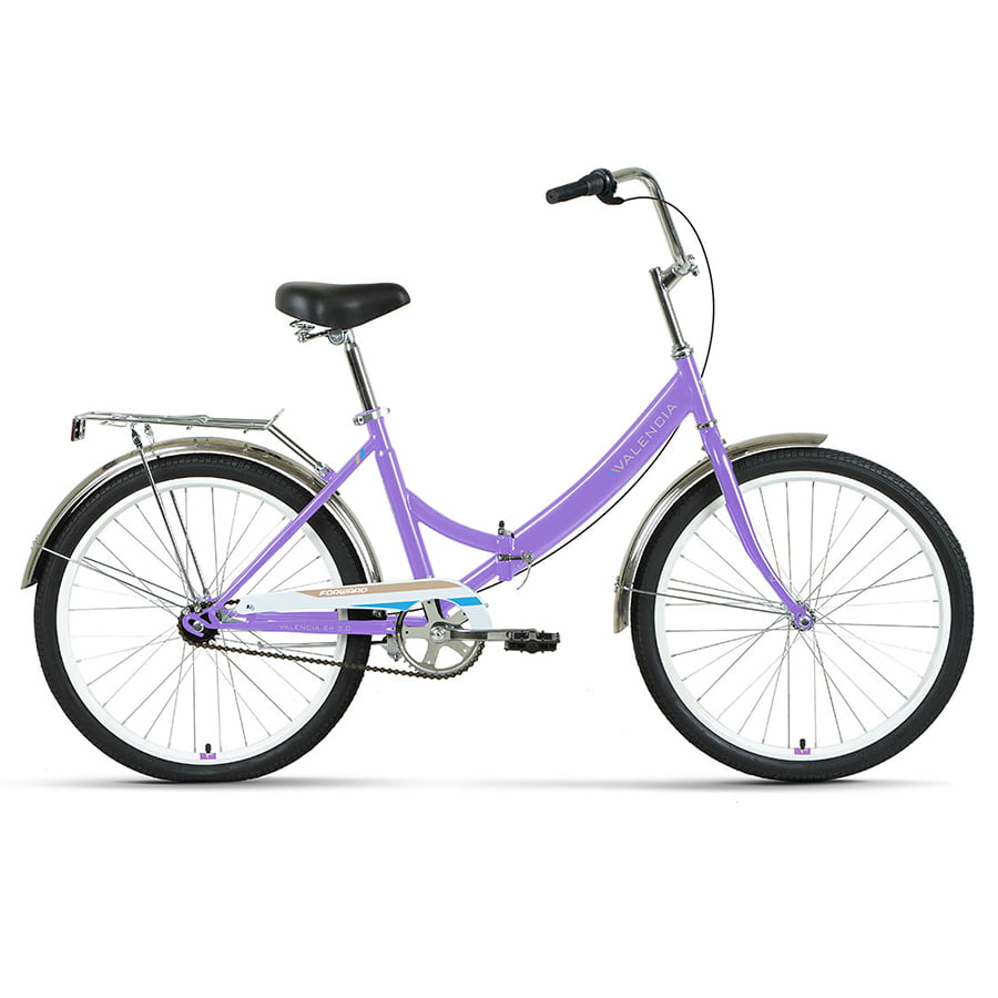 фото Велосипед forward valenсia 24 3.0 2022 г 16" фиолетовый/голубой rbk22fw24083