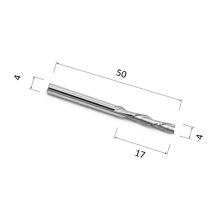 Фреза спиральная двухзаходная стружка вниз DJTOL A2LXD4.17 для станка ЧПУ нож цельнометаллический рифей текстолит 100х13м
