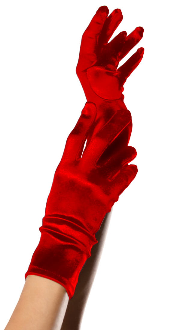 фото Перчатки атласные красные до запястья взрослые leg avenue l2b