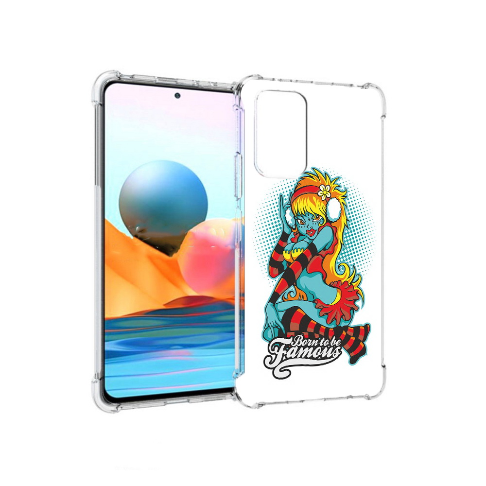 Чехол MyPads Tocco для Xiaomi Redmi Note 10 Pro нарисованная девушка в наушниках