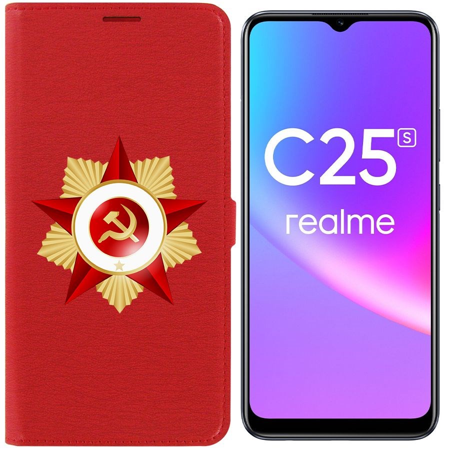 фото Чехол-книжка krutoff eco book для realme c25s красная звезда (красный)