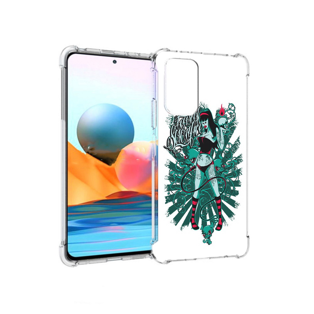 

Чехол MyPads Tocco для Xiaomi Redmi Note 10 Pro нарисованная девушка в татуировках, Прозрачный, Tocco