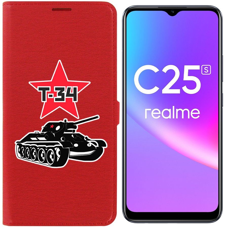 фото Чехол krutoff eco book для realme c25s т-34 (красный)