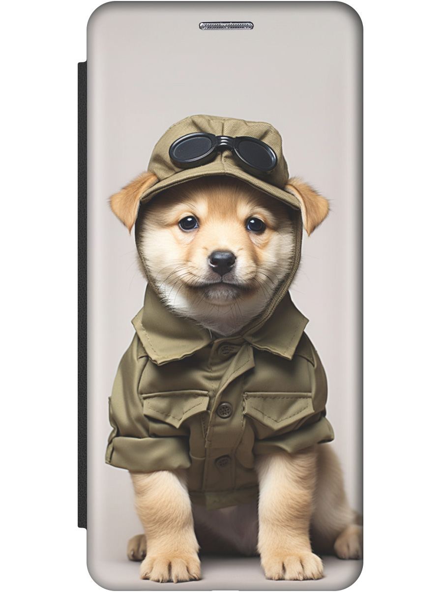 

Чехол-книжка на Huawei nova 11 с рисунком "Щенок в форме" черный, Серый;зеленый, 20000035