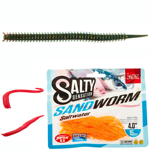 

Черви съедобные искусственные LJ Salty Sensation SANDWORM 4.0in (10.16)/F41 15шт., Зеленый