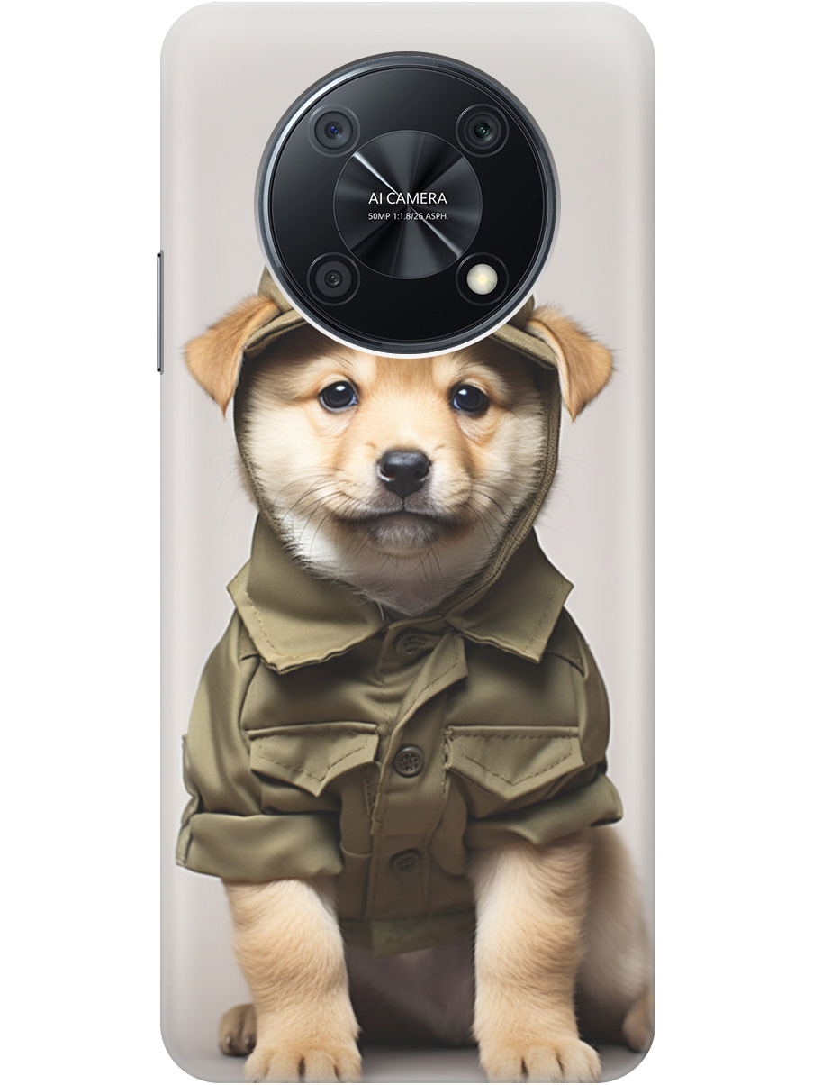 

Силиконовый чехол на Huawei nova Y90 с рисунком "Щенок в форме", Серый;зеленый, 20000551