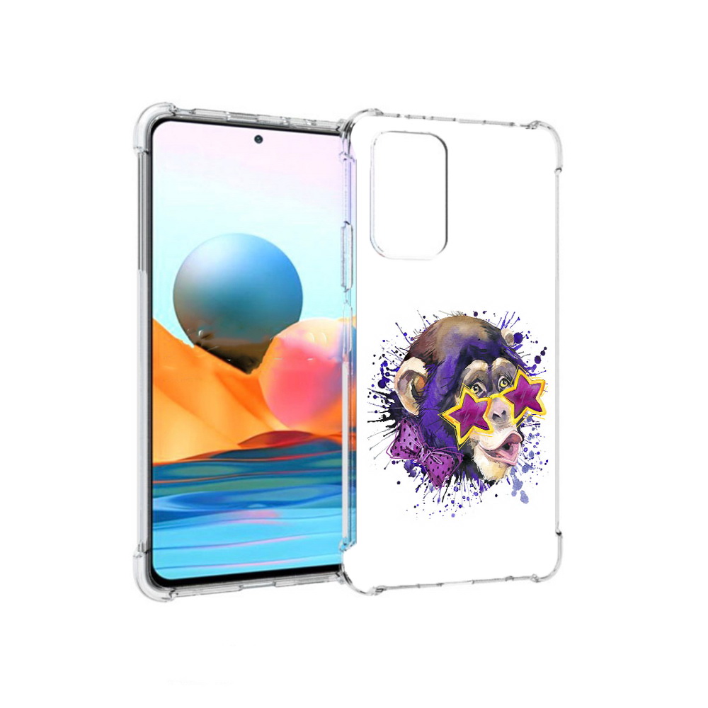 

Чехол MyPads Tocco для Xiaomi Redmi Note 10 Pro обезьяна в очках (PT158414.284.524), Прозрачный, Tocco
