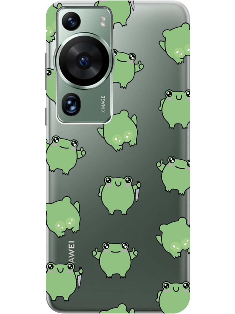 

Силиконовый чехол на Huawei P60 Pro с рисунком "Лягушка с ножиком" прозрачный, Прозрачный;зеленый, 20001421