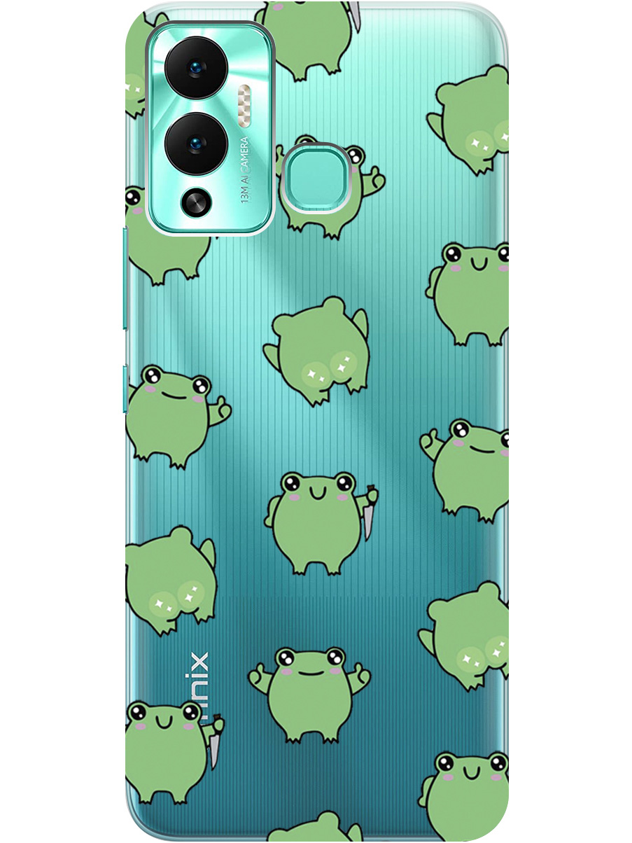 

Силиконовый чехол на Infinix Hot 12 Play NFC с рисунком "Лягушка с ножиком" прозрачный, Прозрачный;зеленый, 20001071