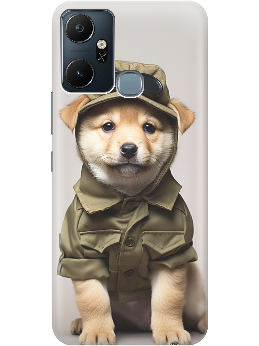 

Силиконовый чехол на Infinix Smart 6 Plus с рисунком "Щенок в форме", Серый;зеленый, 20000390