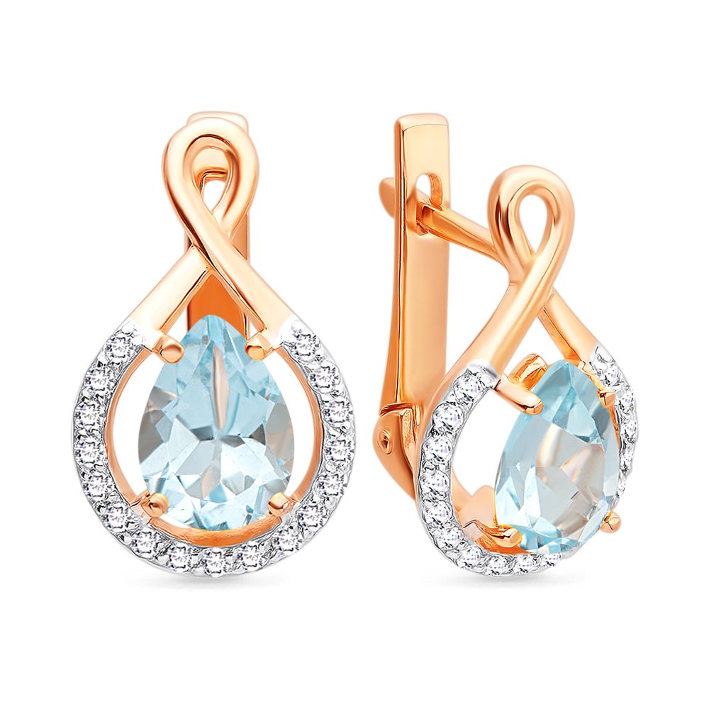 

Серьги из красного золота 585Gold 202006800, топаз/фианит, 202006800