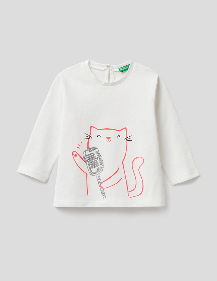 

Футболка для девочек Benetton цв. белый р.74, 21A_3I1XC15DL