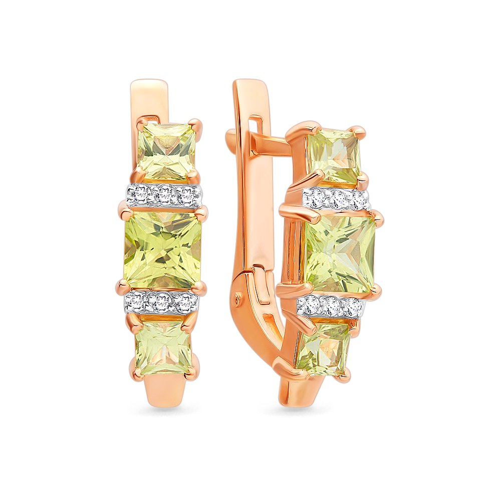 

Серьги из красного золота 585Gold 202006863, хризолит/фианит, 202006863