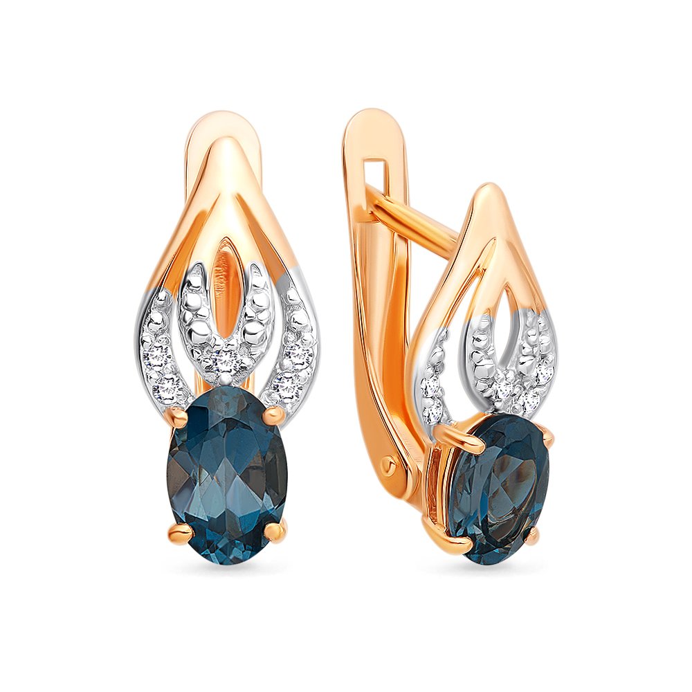 Серьги из красного золота с топазом/фианитом 585Gold 202006926