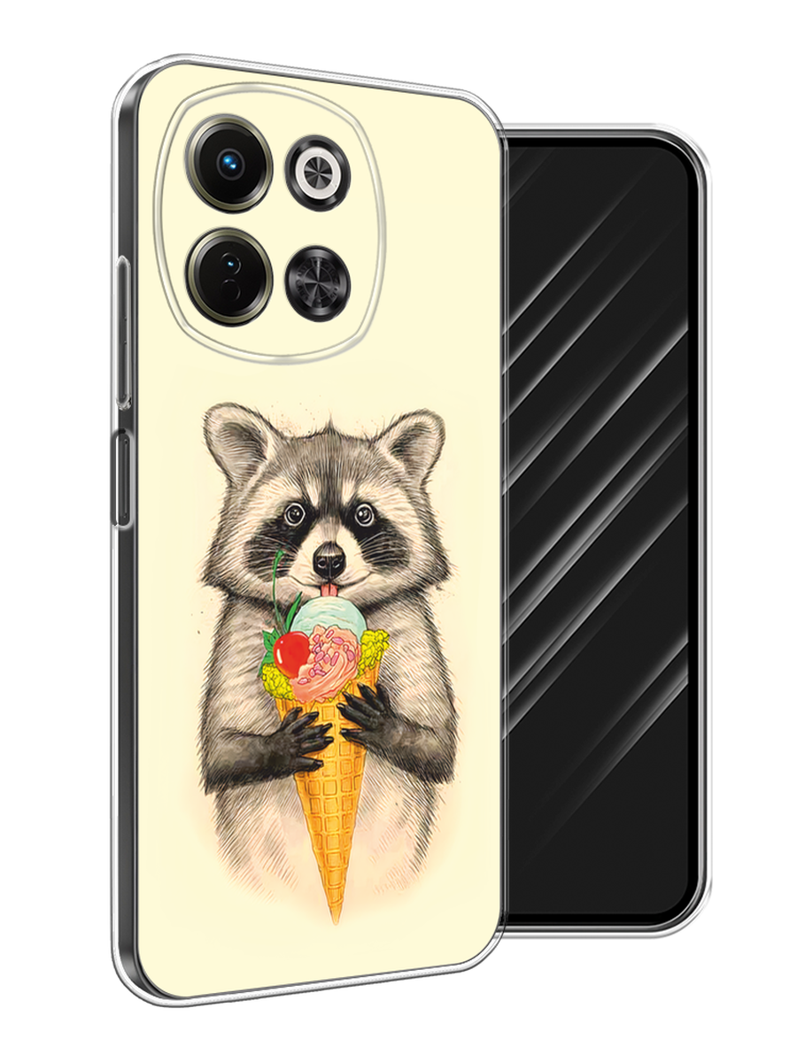 

Чехол Awog на Tecno Spark 30 5G "Енот с мороженым", Бежевый;серый, 309750-1