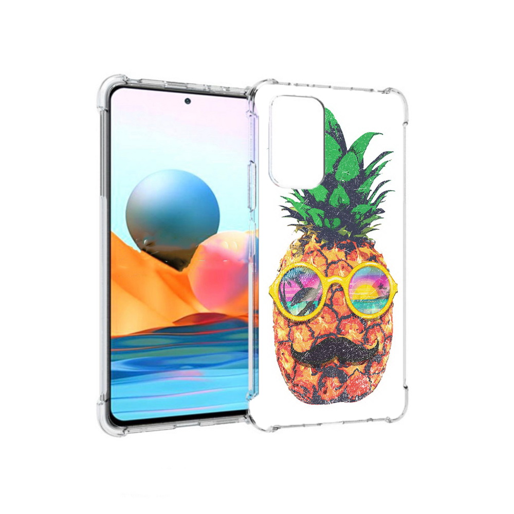 Чехол MyPads Tocco для Xiaomi Redmi Note 10 Pro прикольный ананас с лицом