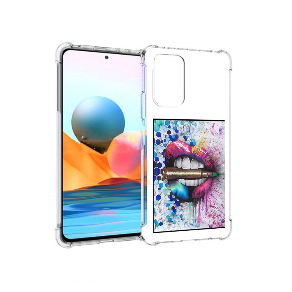 

Чехол MyPads Tocco для Xiaomi Redmi Note 10 Pro разноцветные губы с пулей, Прозрачный, Tocco