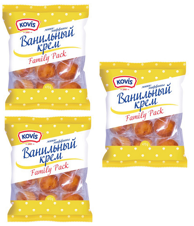 

Мини маффины Kovis ваниль, 470 г х 3 шт