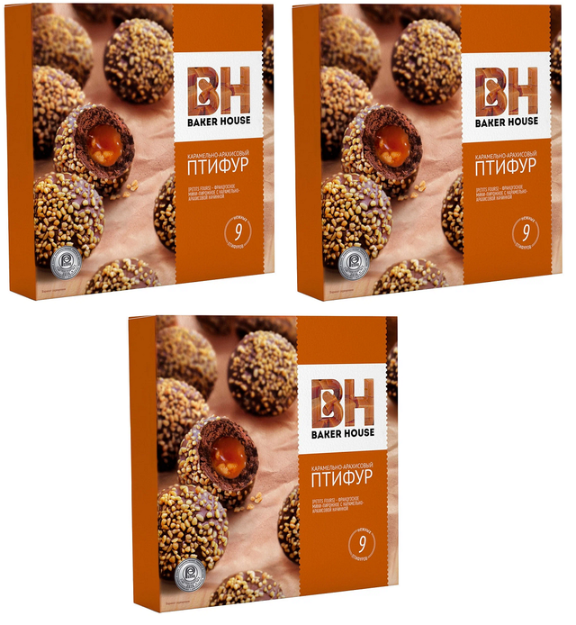

Пирожные Baker House Птифур карамель-арахис, 225 г х 3 шт